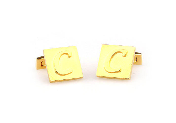 26 Letters C Cufflinks  Gold Luxury Cufflinks Metal Cufflinks Symbol Wholesale & Customized  CL668033