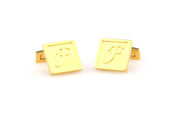 26 Letters F Cufflinks  Gold Luxury Cufflinks Metal Cufflinks Symbol Wholesale & Customized  CL668036