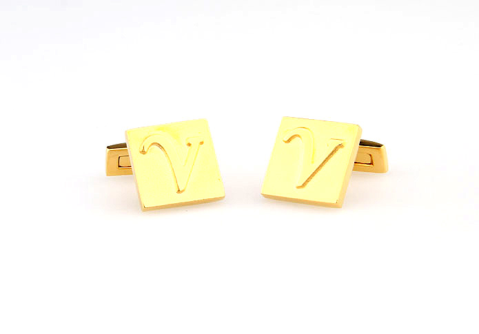26 Letters V Cufflinks  Gold Luxury Cufflinks Metal Cufflinks Symbol Wholesale & Customized  CL668048