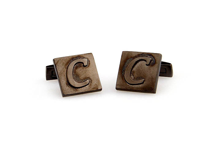 26 Letters C Cufflinks  Gray Steady Cufflinks Metal Cufflinks Symbol Wholesale & Customized  CL668053