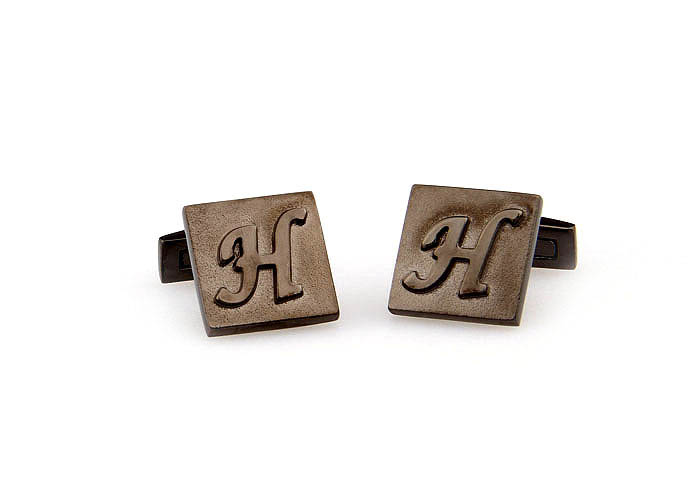 26 Letters H Cufflinks  Gray Steady Cufflinks Metal Cufflinks Symbol Wholesale & Customized  CL668058