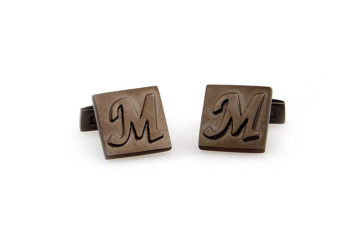 26 Letters M Cufflinks  Gray Steady Cufflinks Metal Cufflinks Symbol Wholesale & Customized  CL668063