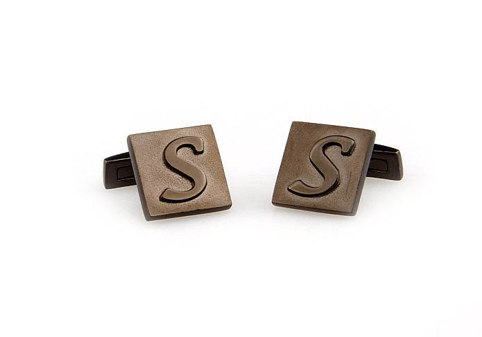 26 Letters S Cufflinks  Gray Steady Cufflinks Metal Cufflinks Symbol Wholesale & Customized  CL668068