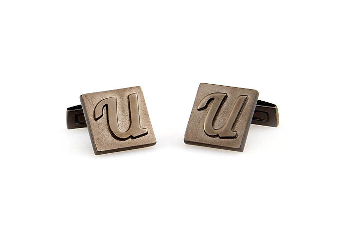 26 Letters U Cufflinks  Gray Steady Cufflinks Metal Cufflinks Symbol Wholesale & Customized  CL668070