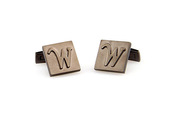 26 Letters W Cufflinks  Gray Steady Cufflinks Metal Cufflinks Symbol Wholesale & Customized  CL668072