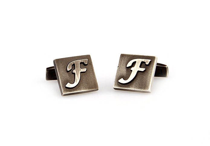 26 Letters F Cufflinks  Gray Steady Cufflinks Metal Cufflinks Symbol Wholesale & Customized  CL668101