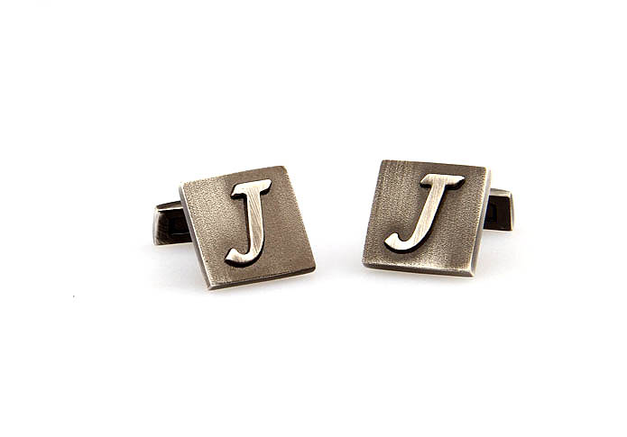 26 Letters J Cufflinks  Gray Steady Cufflinks Metal Cufflinks Symbol Wholesale & Customized  CL668104