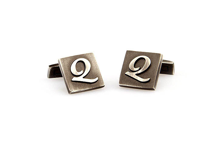 26 Letters Q Cufflinks  Gray Steady Cufflinks Metal Cufflinks Symbol Wholesale & Customized  CL668108