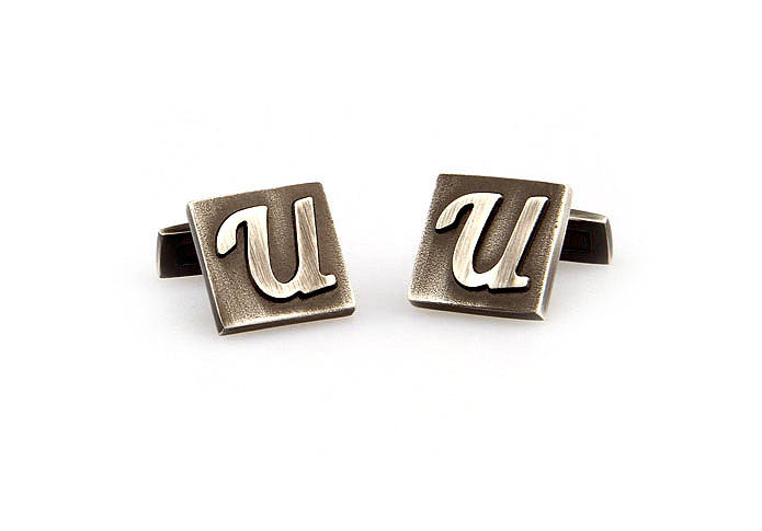 26 Letters U Cufflinks  Gray Steady Cufflinks Metal Cufflinks Symbol Wholesale & Customized  CL668110