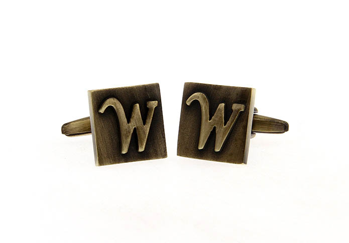 26 Letters W Cufflinks  Bronzed Classic Cufflinks Metal Cufflinks Symbol Wholesale & Customized  CL668211