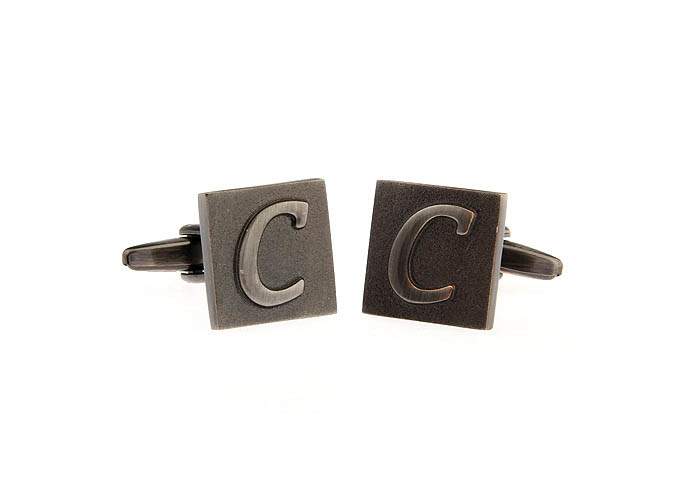 26 Letters C Cufflinks  Gray Steady Cufflinks Metal Cufflinks Symbol Wholesale & Customized  CL668219