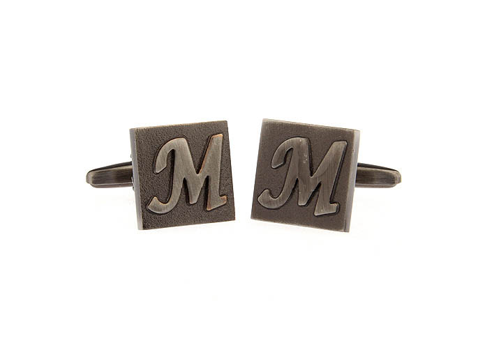 26 Letters M Cufflinks  Gray Steady Cufflinks Metal Cufflinks Symbol Wholesale & Customized  CL668229