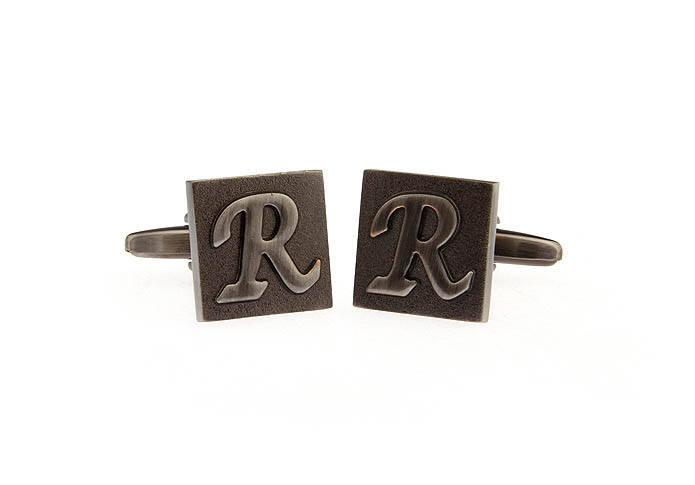 26 Letters R Cufflinks  Gray Steady Cufflinks Metal Cufflinks Symbol Wholesale & Customized  CL668234