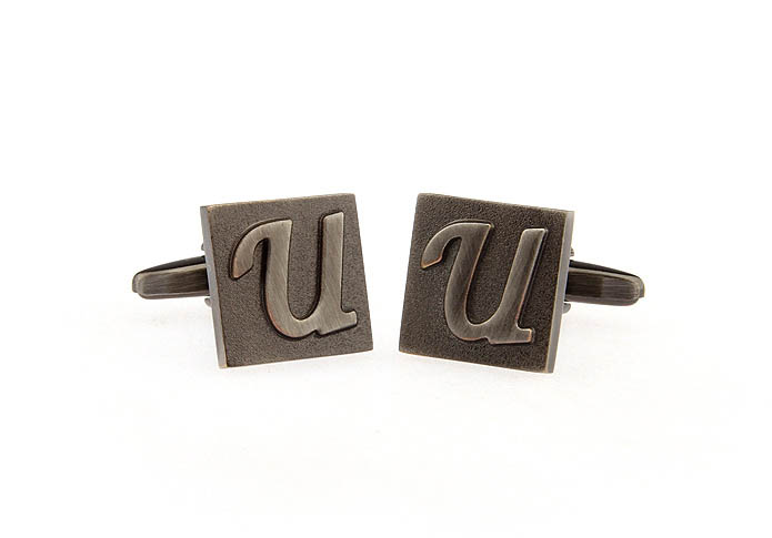26 Letters U Cufflinks  Gray Steady Cufflinks Metal Cufflinks Symbol Wholesale & Customized  CL668237
