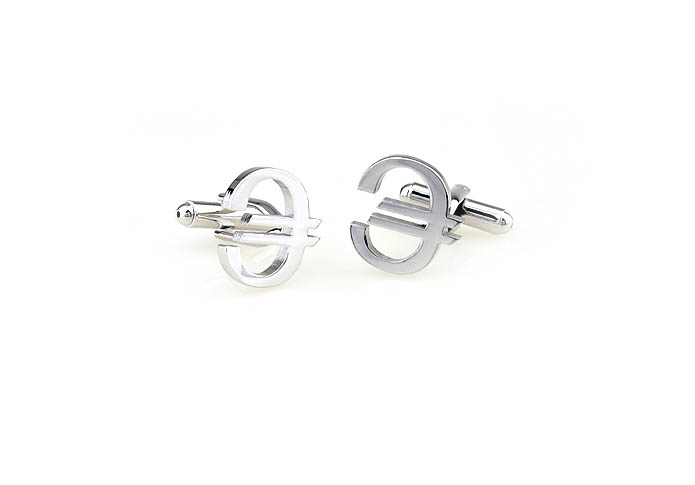 Euro symbol Cufflinks  Silver Texture Cufflinks Metal Cufflinks Symbol Wholesale & Customized  CL671427