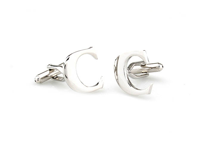 Letters C Cufflinks  Silver Texture Cufflinks Metal Cufflinks Symbol Wholesale & Customized  CL671461