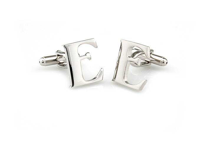 The Letters E Cufflinks  Silver Texture Cufflinks Metal Cufflinks Symbol Wholesale & Customized  CL671463