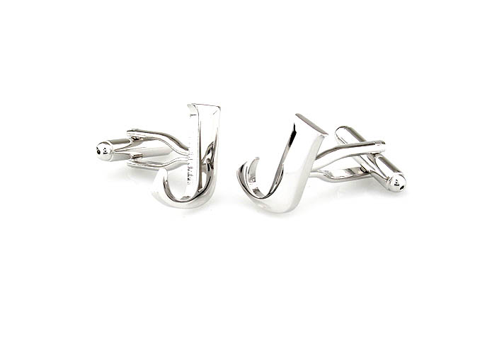 Letters J Cufflinks  Silver Texture Cufflinks Metal Cufflinks Symbol Wholesale & Customized  CL671468