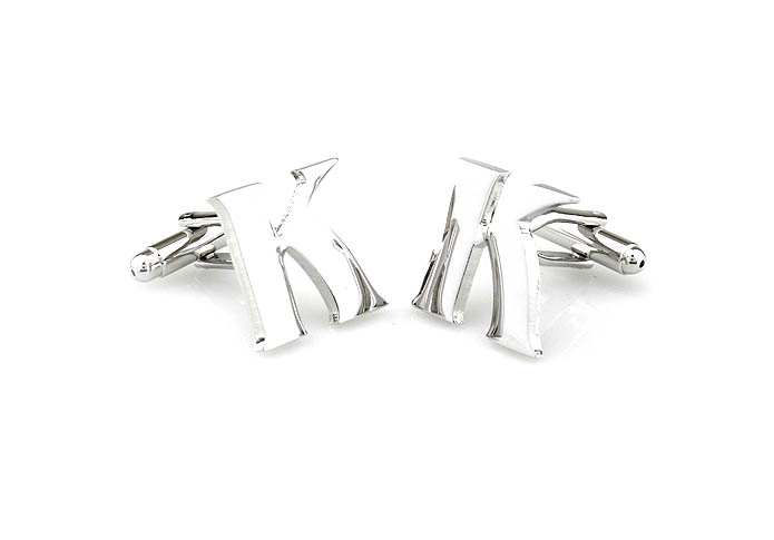 Letters K Cufflinks  Silver Texture Cufflinks Metal Cufflinks Symbol Wholesale & Customized  CL671469