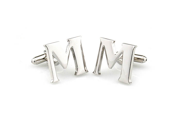 The Letters M Cufflinks  Silver Texture Cufflinks Metal Cufflinks Symbol Wholesale & Customized  CL671471