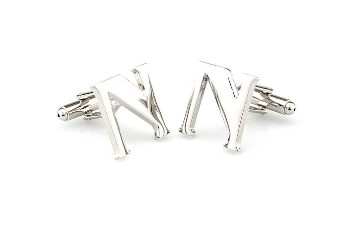 Letters N Cufflinks  Silver Texture Cufflinks Metal Cufflinks Symbol Wholesale & Customized  CL671472