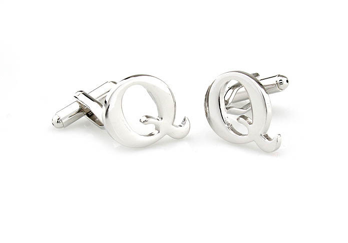 The Letters Q Cufflinks  Silver Texture Cufflinks Metal Cufflinks Symbol Wholesale & Customized  CL671475