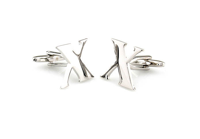 The Letters X Cufflinks  Silver Texture Cufflinks Metal Cufflinks Symbol Wholesale & Customized  CL671482