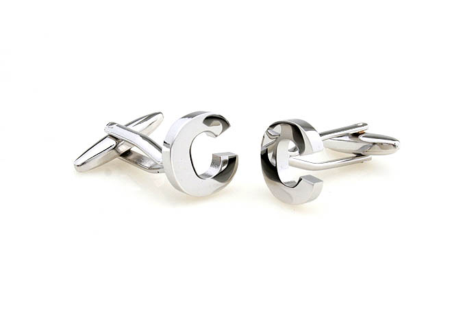 Letters C Cufflinks  Silver Texture Cufflinks Metal Cufflinks Symbol Wholesale & Customized  CL671487