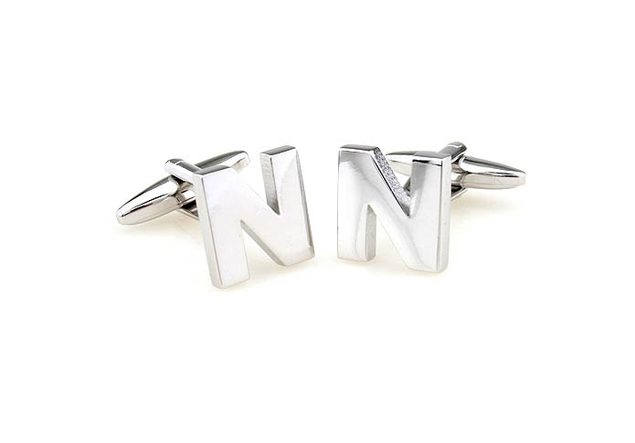 Letters N Cufflinks  Silver Texture Cufflinks Metal Cufflinks Symbol Wholesale & Customized  CL671498