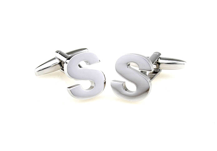 The Letters S Cufflinks  Silver Texture Cufflinks Metal Cufflinks Symbol Wholesale & Customized  CL671503