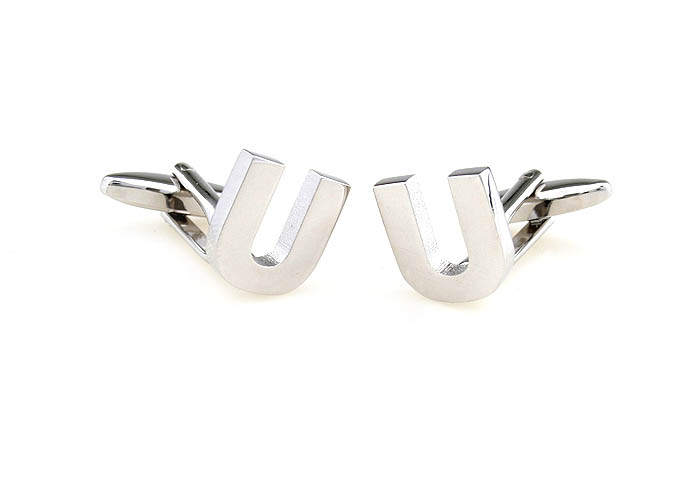 The Letters U Cufflinks  Silver Texture Cufflinks Metal Cufflinks Symbol Wholesale & Customized  CL671505