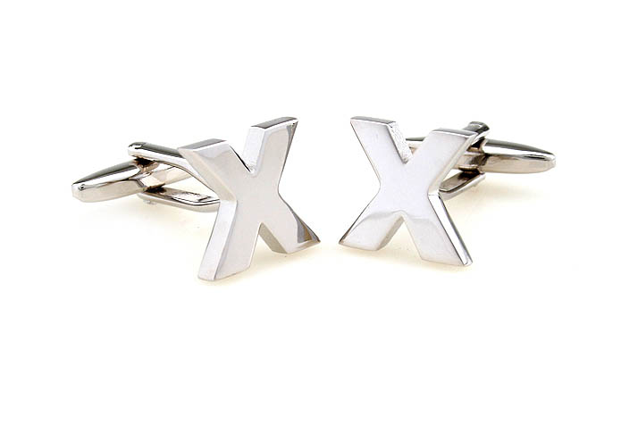 The Letters X Cufflinks  Silver Texture Cufflinks Metal Cufflinks Symbol Wholesale & Customized  CL671508