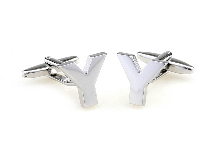 Letters Y Cufflinks  Silver Texture Cufflinks Metal Cufflinks Symbol Wholesale & Customized  CL671509