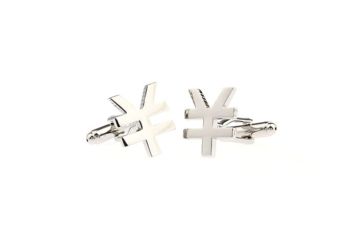RMB symbol Cufflinks  Silver Texture Cufflinks Metal Cufflinks Symbol Wholesale & Customized  CL671528
