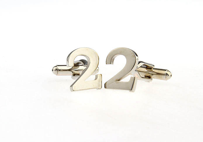 Number 2 Cufflinks  Silver Texture Cufflinks Metal Cufflinks Symbol Wholesale & Customized  CL671533