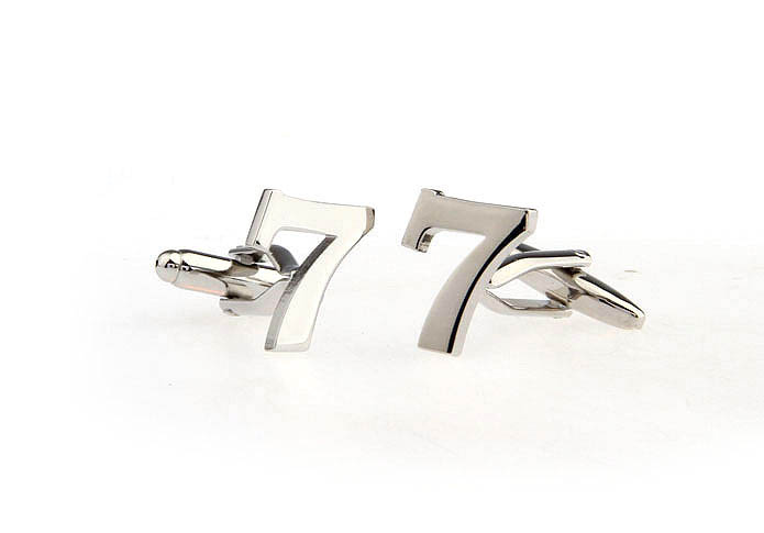 Number 7 Cufflinks  Silver Texture Cufflinks Metal Cufflinks Symbol Wholesale & Customized  CL671573