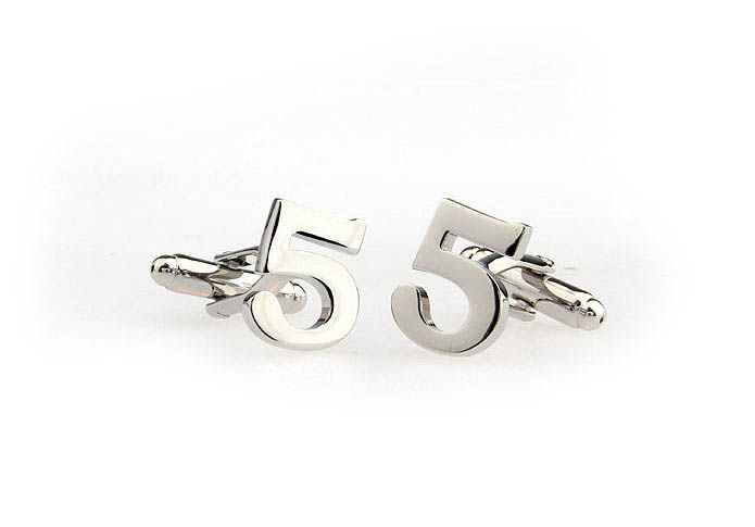 Number 5 Cufflinks  Silver Texture Cufflinks Metal Cufflinks Symbol Wholesale & Customized  CL671575