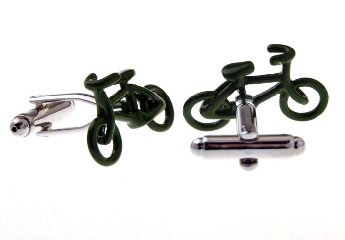 Bicycle Cufflinks  Green Intimate Cufflinks Paint Cufflinks Transportation Wholesale & Customized  CL655706