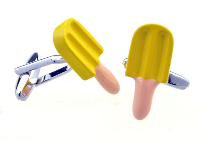 Ice-cream Cufflinks  Yellow Lively Cufflinks Paint Cufflinks Food and Drink Wholesale & Customized  CL656137