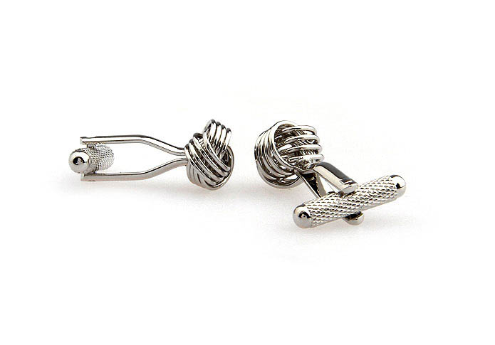  Silver Texture Cufflinks Metal Cufflinks Knot Wholesale & Customized  CL652602