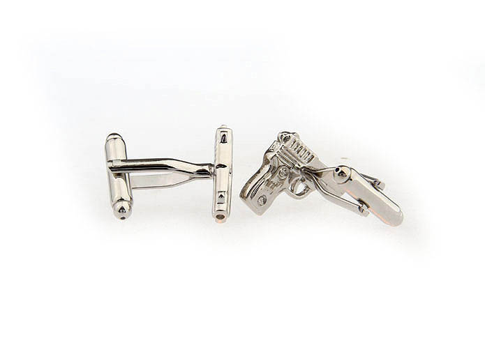Pistol Cufflinks  Silver Texture Cufflinks Metal Cufflinks Military Wholesale & Customized  CL652758