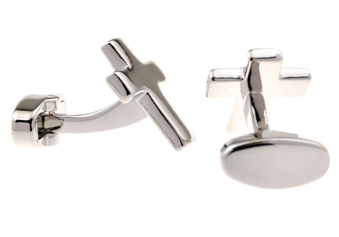 Cross Cufflinks Silver Texture Cufflinks Metal Cufflinks Religious and Zen Wholesale & Customized CL655438