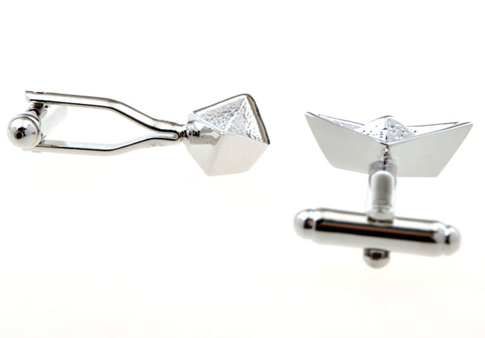 Paper Boat Cufflinks  Silver Texture Cufflinks Metal Cufflinks Tools Wholesale & Customized  CL655835