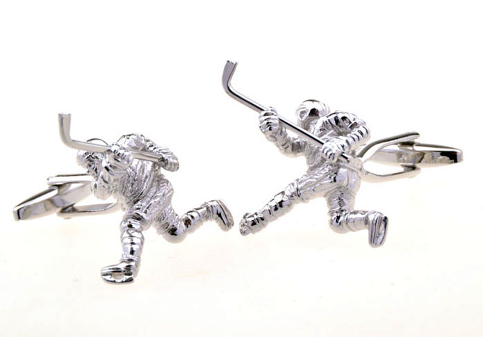 Hockey Cufflinks  Silver Texture Cufflinks Metal Cufflinks Sports Wholesale & Customized  CL655984