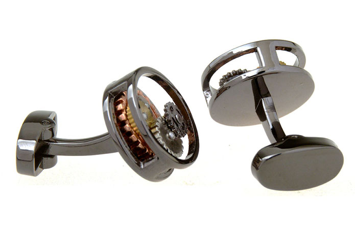 Steampunk Minimal Round Vintage Watch Movement Cufflinks  Gun Metal Color Cufflinks Metal Cufflinks Tools Wholesale & Customized  CL656703