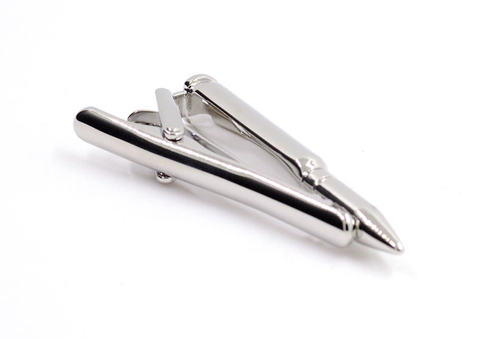 Bullet Tie Clips  Silver Texture Tie Clips Metal Tie Clips Military Wholesale & Customized  CL851117