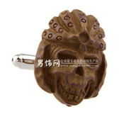 Skull Cufflinks  Khaki Dressed Cufflinks Woodcarving Cufflinks Skull Wholesale & Customized  CL653482